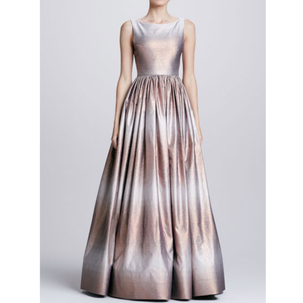 Alice+Olivia 'Caddie' Metallic Ombre Open-Back Sleeveless Gown In Pink Sz 2